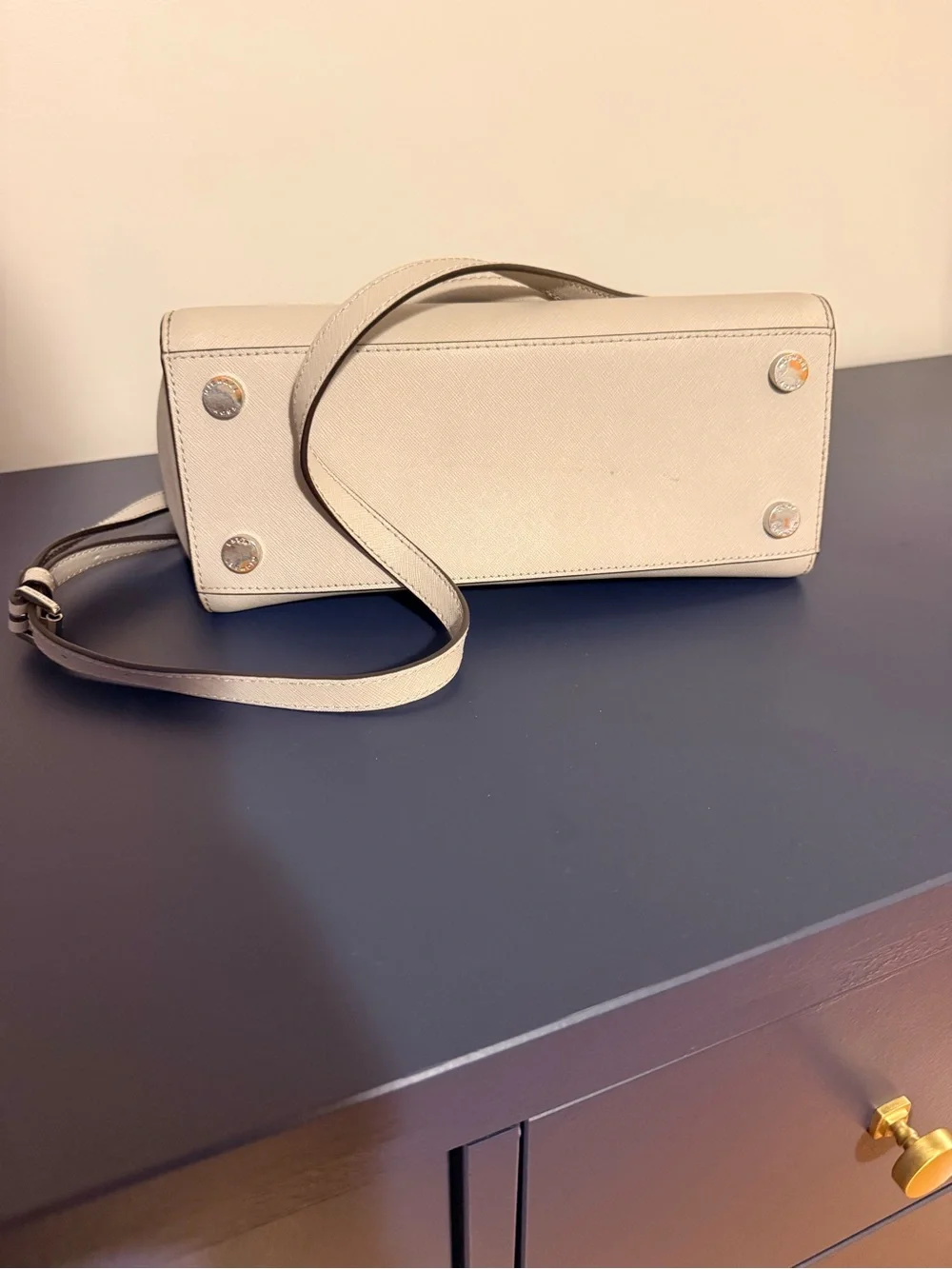 Michael Kors Ivory Leather Satchel with Detachable Strap